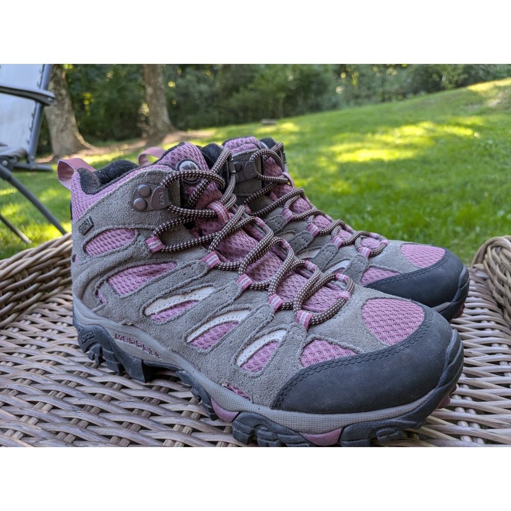 Merrill Moab 2 Waterproof Women's Mid Hiking Shoes Vibram Boulder Blush Sz 8.5